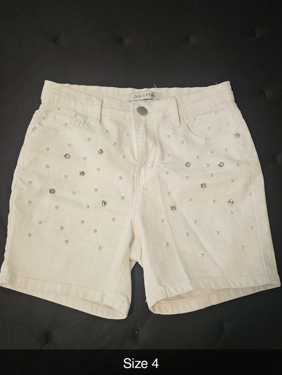 Pants - Cream Embellished Women’s Shorts